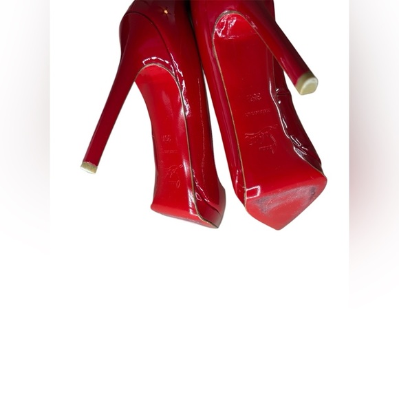 Christian Louboutin Pumps Red Patent Leather Patriotic Pointed Toe Size 35.5 - Picture 10 of 13